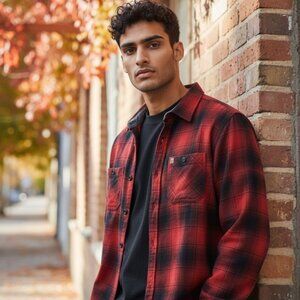 Coleman Red/Black Long Sleeve Shirt Sz XL 100% Cotton(ID7)